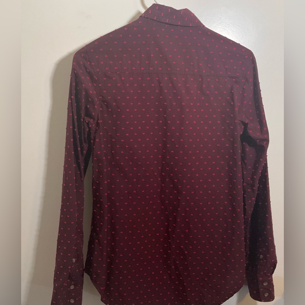 Extra Small Maroon Long Sleeve Button Down Dark Coquette Whimsical Blouse - Picture 2 of 4